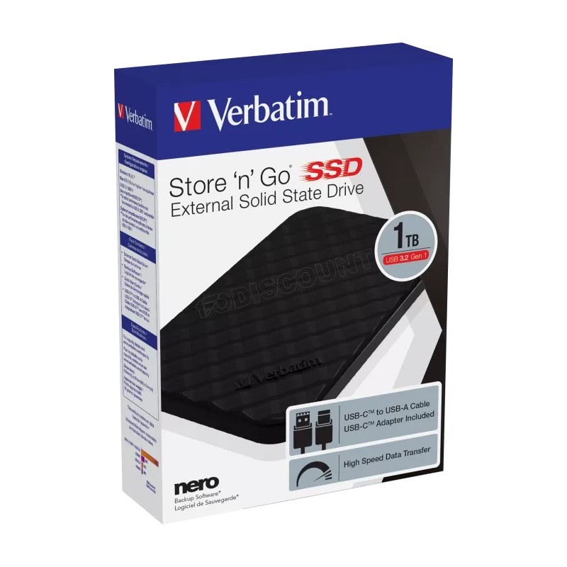 Disque SSD externe Verbatim Store'N'Go - 1To  (Noir)