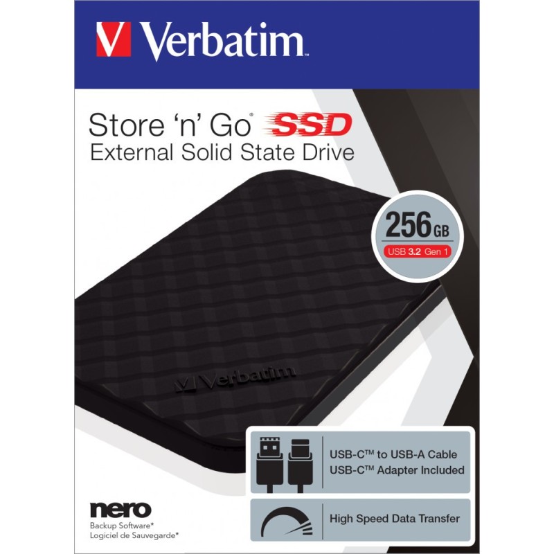 Disque SSD externe Verbatim Store'N'Go - 256Go (Noir)