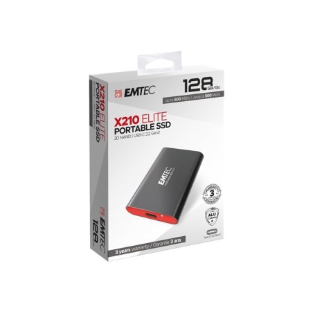 Disque SSD externe Emtec X210 - 128Go (Noir/Rouge)