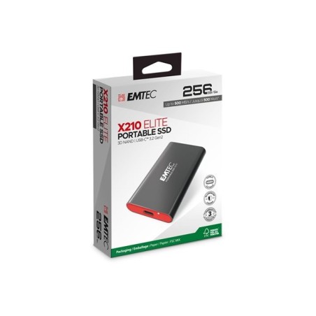 Disque SSD externe Emtec X210 - 256Go (Noir/Rouge)