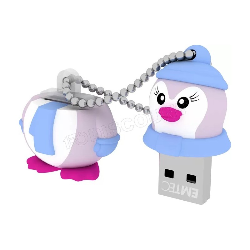 Clé USB 2.0 Emtec M336 Lady Penguin - 16Go (Bleu/Rose)