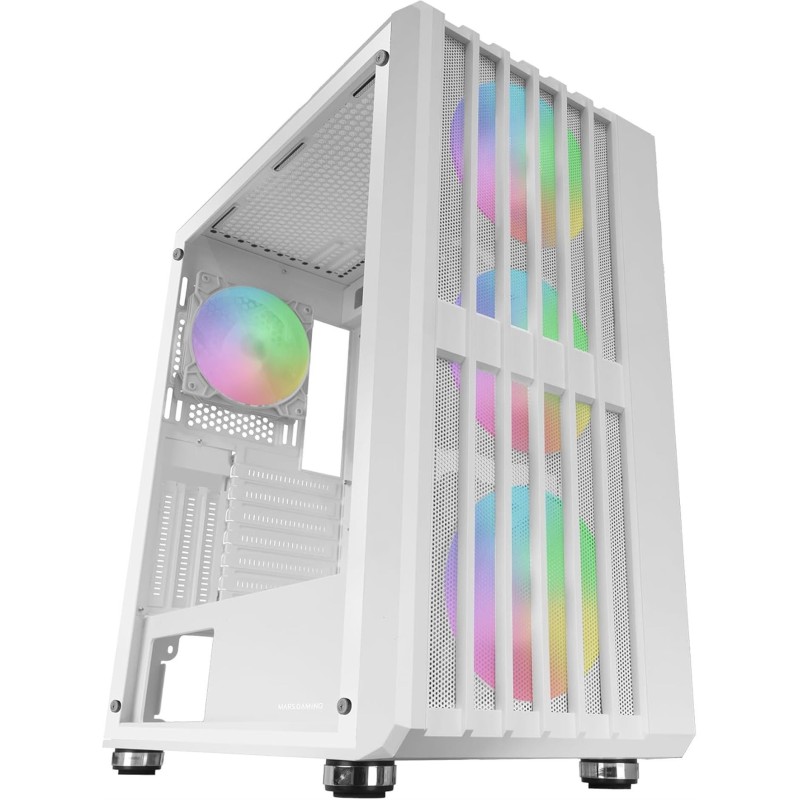 Boitier Moyen Tour ATX Mars Gaming MC-Vault RGB avec panneau vitré (Blanc)