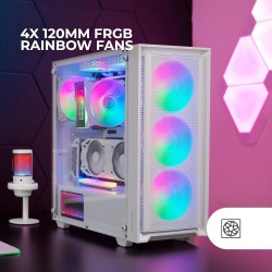 Boitier Moyen Tour ATX Mars Gaming MC-Air RGB avec panneau vitré (Blanc)