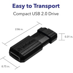 Clé USB 2.0 Verbatim PinStripe - 128Go (Noir)