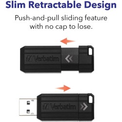 Clé USB 2.0 Verbatim PinStripe - 128Go (Noir)