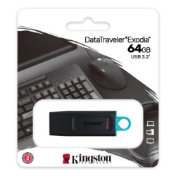 Clé USB 3.2 Kingston DataTraveler Exodia - 64Go (Bleu/Noir)