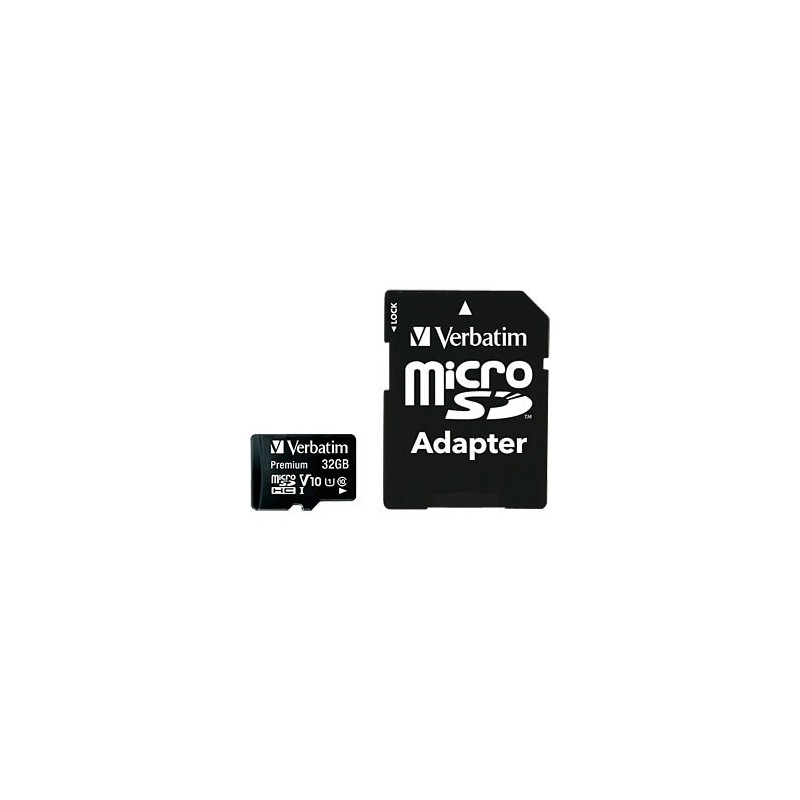 Carte mémoire Micro SD Verbatim Premium - 32Go avec adaptateur