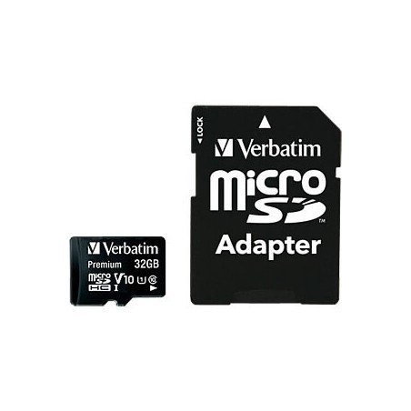 Carte mémoire Micro SD Verbatim Premium - 32Go avec adaptateur