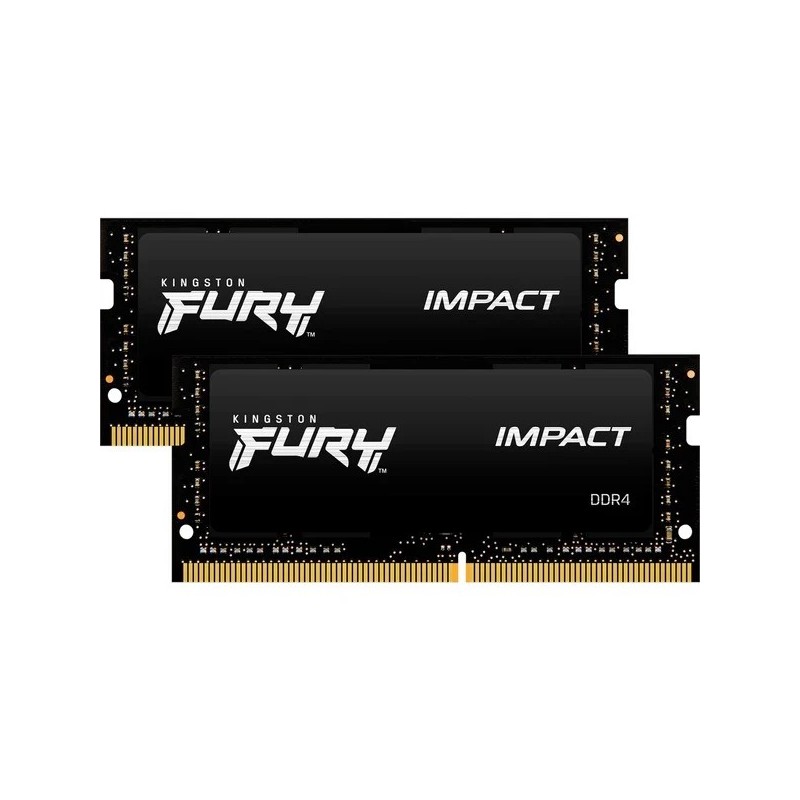 Kit Barrettes mémoire 32Go (2x16Go) SODIMM DDR4 Kingston Fury Impact  3200Mhz (Noir)