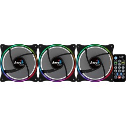 Lot de 3 Ventilateurs de boitier AeroCool Eclipse 12 Pro RGB 12cm (Noir)