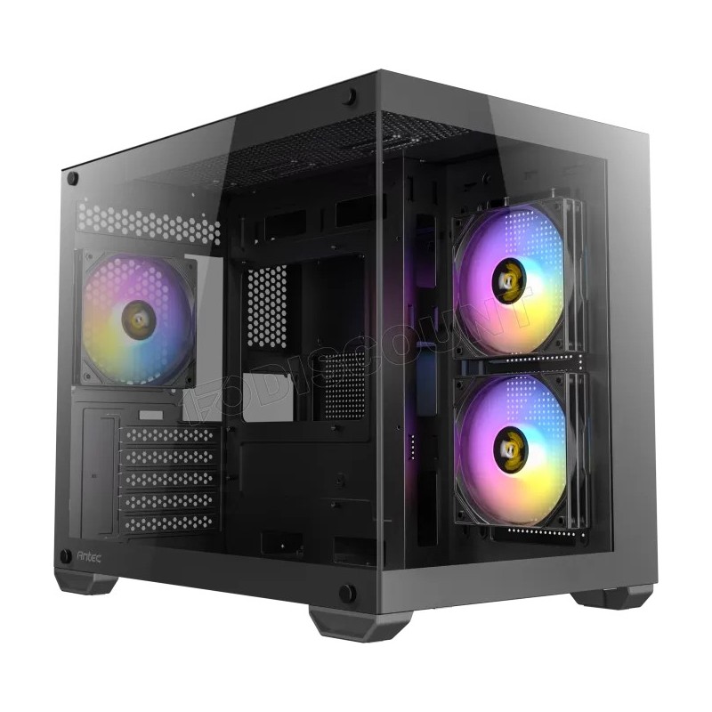 Boitier Mini Tour Micro-ATX Antec CX600M Wood RGB avec panneaux vitrés (Noir)