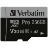 Carte mémoire Micro SD Verbatim Pro U3 - 256Go avec adaptateur