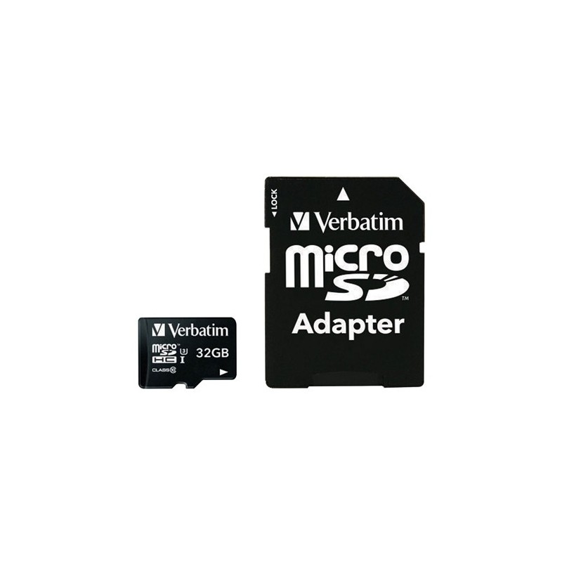 Carte mémoire Micro SD Verbatim Pro U3 - 32Go avec adaptateur