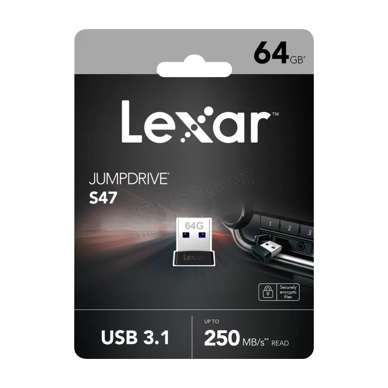 Clé USB 3.1 Lexar JumpDrive S47 - 64Go (Noir)