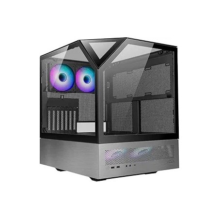 Boitier Cube E-ATX Sanctum RGB avec panneaux vitrés (Noir/Gris)