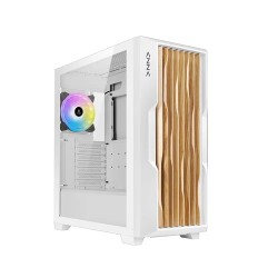 Boitier Moyen Tour E-ATX Azza Guardian Wood RGB avec panneau vitré (Blanc/Marron)