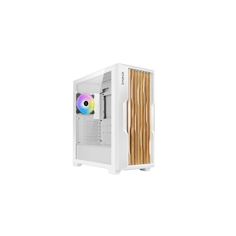 Boitier Moyen Tour E-ATX Azza Guardian Wood RGB avec panneau vitré (Blanc/Marron)