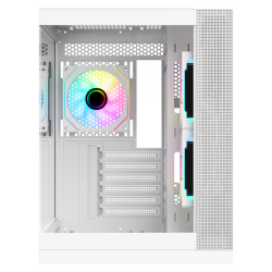 Boitier Moyen Tour ATX iTek Dark Cave DS RGB avec panneaux vitrés (Blanc)