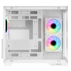 Boitier Moyen Tour ATX iTek Dark Cave DS RGB avec panneaux vitrés (Blanc)