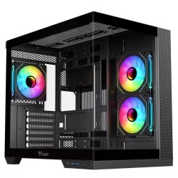 Boitier Moyen Tour ATX iTek Dark Cave DS RGB avec panneaux vitrés (Noir)