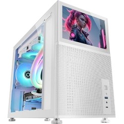 Boitier Mini Tour Micro ATX Mars Gaming MC-LCD avec panneau vitré (Blanc)