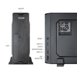 Boitier Mini Tour Micro ATX TooQ Slim TQC-3007U3C avec alimentation SFX 500W (Noir)