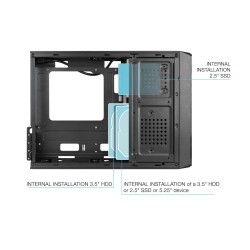 Boitier Mini Tour Micro ATX TooQ Slim TQC-3007U3C avec alimentation SFX 500W (Noir)