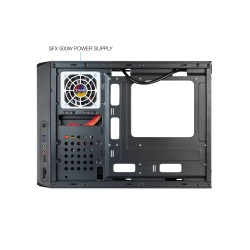 Boitier Mini Tour Micro ATX TooQ Slim TQC-3007U3C avec alimentation SFX 500W (Noir)