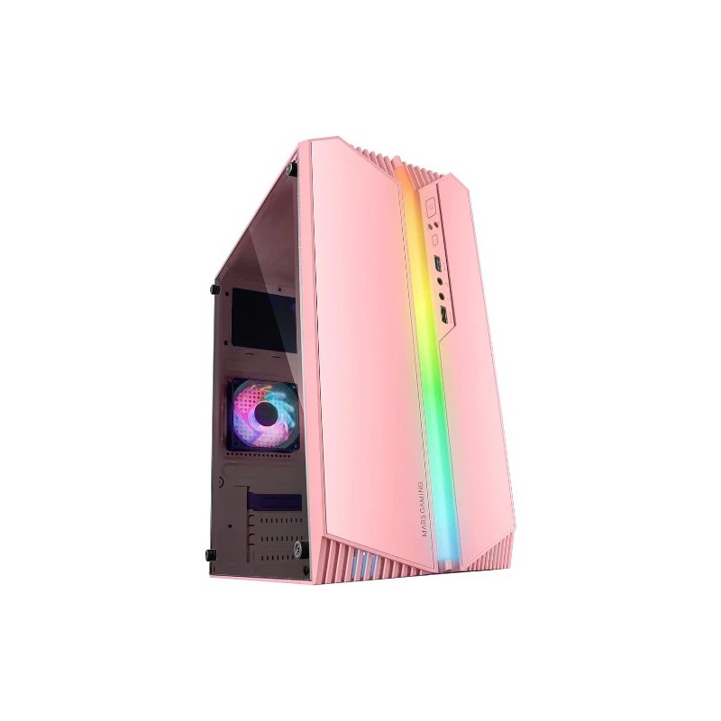 Boitier Mini Tour Micro ATX Mars Gaming MC-S1 RGB avec panneau vitré (Rose)