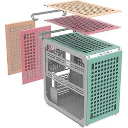 Boitier Moyen Tour ATX Cooler Master Qube 500 Flatpack avec panneau vitré (Rose/Vert/Blanc)