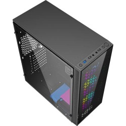 Boitier Mini Tour Micro ATX Gembird Fornac 200 RGB avec panneaux vitrés (Noir)