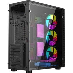 Boitier Mini Tour Micro ATX Gembird Fornac 200 RGB avec panneaux vitrés (Noir)