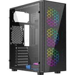 Boitier Mini Tour Micro ATX Gembird Fornac 200 RGB avec panneaux vitrés (Noir)