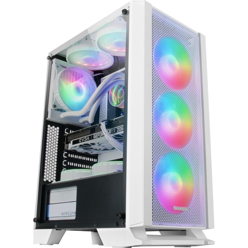 Boitier Moyen Tour ATX Mars Gaming MC-C RGB avec panneau vitré (Blanc)