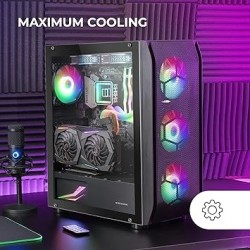 Boitier Moyen Tour E-ATX Mars Gaming MC-KX RGB avec panneau vitré (Noir)