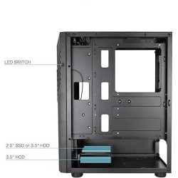 Boitier Moyen Tour ATX TooQ BioHazard TQGCC102 RGB avec panneau vitré (Noir)