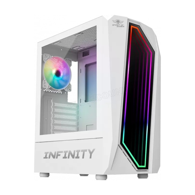 Boitier Moyen Tour ATX Spirit of Gamer Infinity RGB avec panneaux vitrés (Blanc)