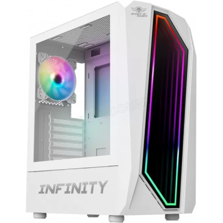 Boitier Moyen Tour ATX Spirit of Gamer Infinity RGB avec panneaux vitrés (Blanc)