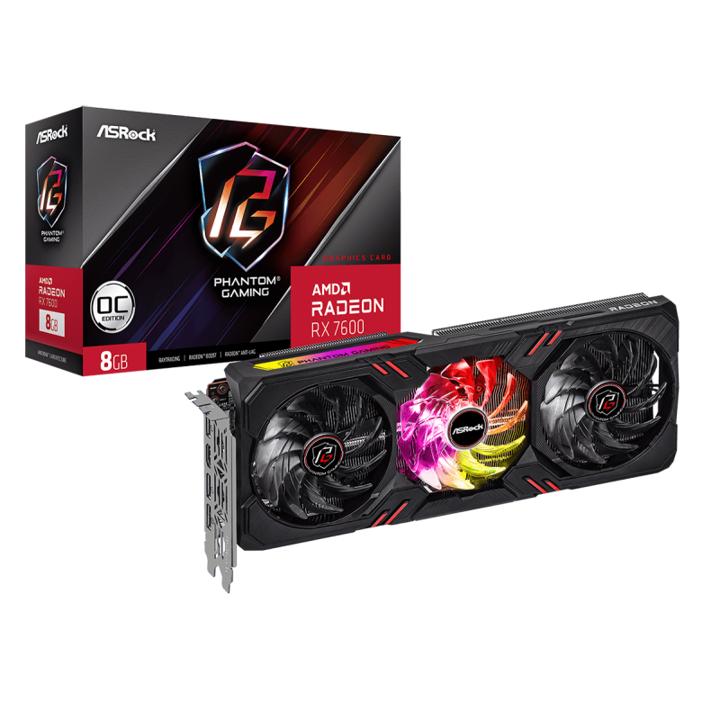 Carte Graphique AMD ASRock Radeon RX7600 Phantom Gaming OC 8Go