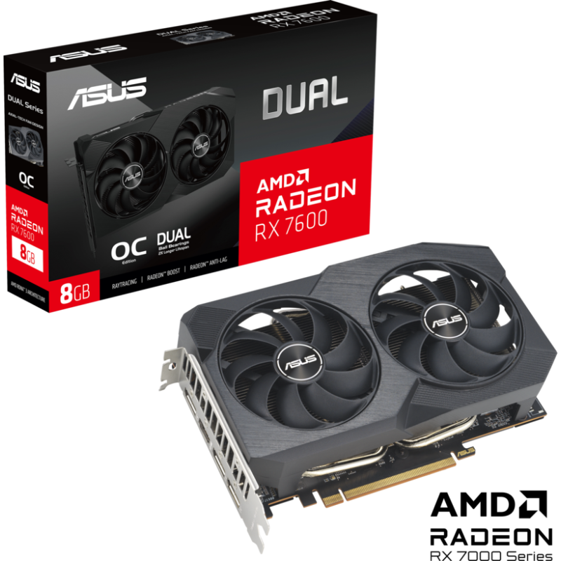 Carte Graphique AMD Asus Radeon RX 7600 Dual V2 OC 8Go