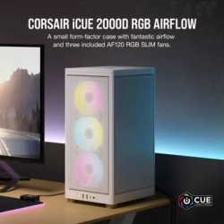 Boitier Mini Tour Mini-ITX Corsair iCue 2000D Airflow RGB (Blanc)