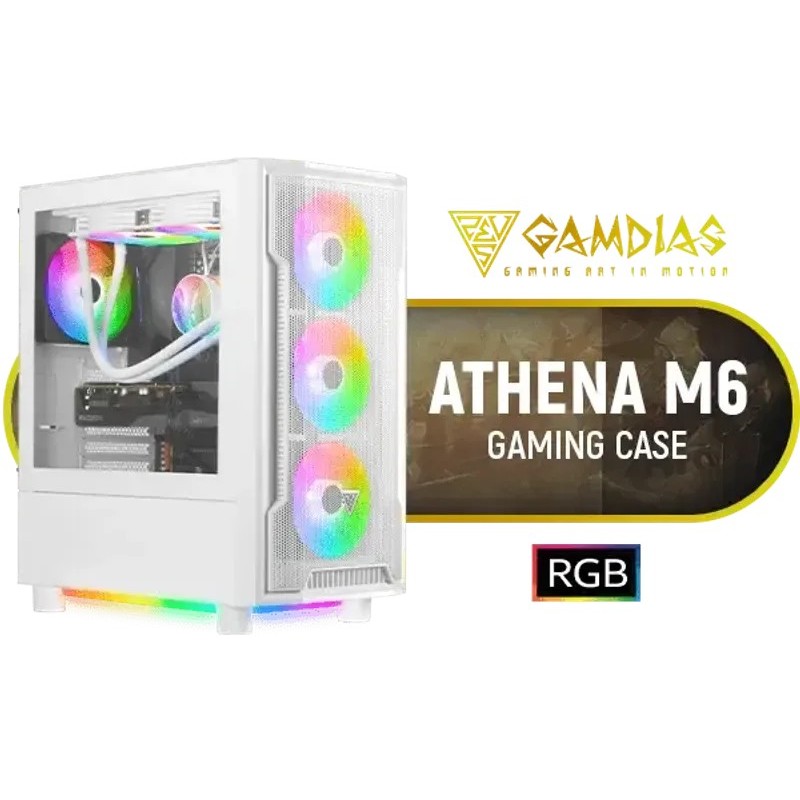 Boitier Moyen Tour ATX Gamdias Athena M6 RGB avec panneaux vitrés (Blanc)