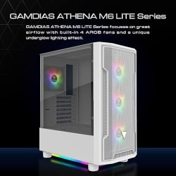 Boitier Moyen Tour ATX Gamdias Athena M6 Lite RGB avec panneaux vitrés (Blanc)