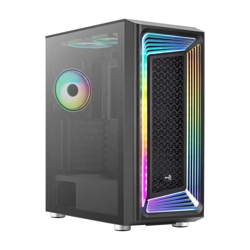 Boitier Moyen Tour ATX AeroCool Interstellar RGB avec panneau vitré (Noir)