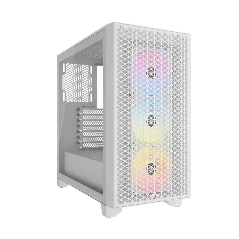 Boitier Moyen Tour ATX Corsair 3000D Airflow RGB avec panneaux vitrés (Blanc)