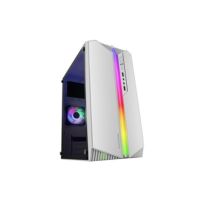 Boitier Mini Tour Micro ATX Mars Gaming MC-S1 RGB avec panneau vitré (Blanc)