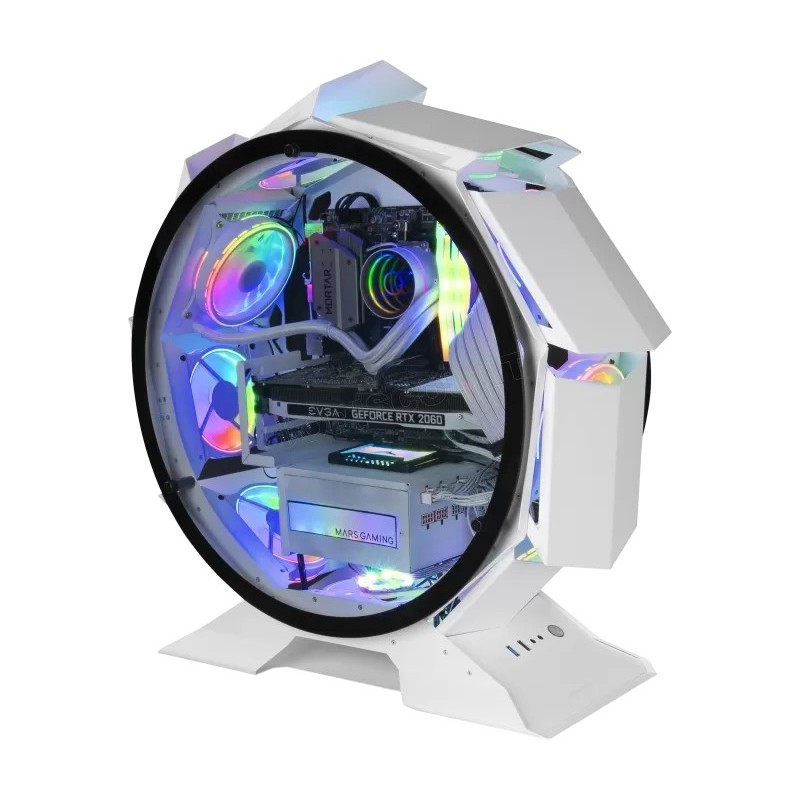 Boitier Mini Tour Micro ATX Mars Gaming MC-Orb avec panneaux vitrés (Blanc)