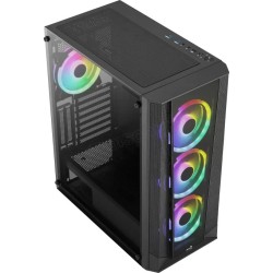 Boitier Moyen Tour ATX AeroCool Prism v3 RGB avec panneaux vitrés (Noir)