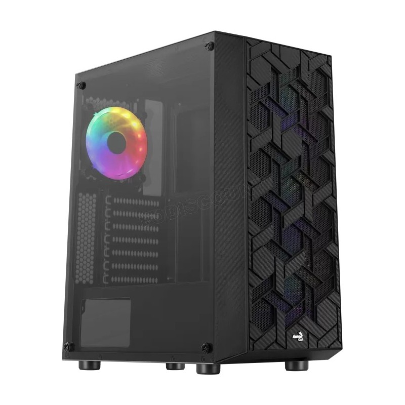 Boitier Moyen Tour ATX AeroCool Hive v2 RGB avec panneau vitré (Noir)