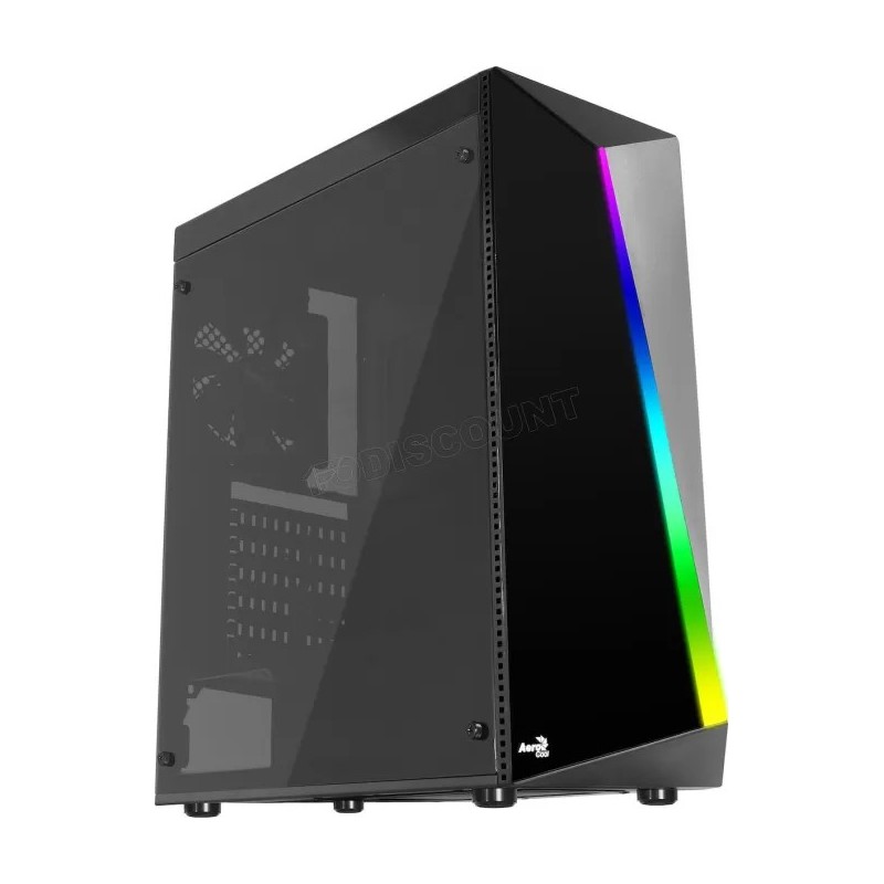 Boitier Moyen Tour ATX AeroCool Shard Tempered Glass RGB avec panneau vitré (Noir)